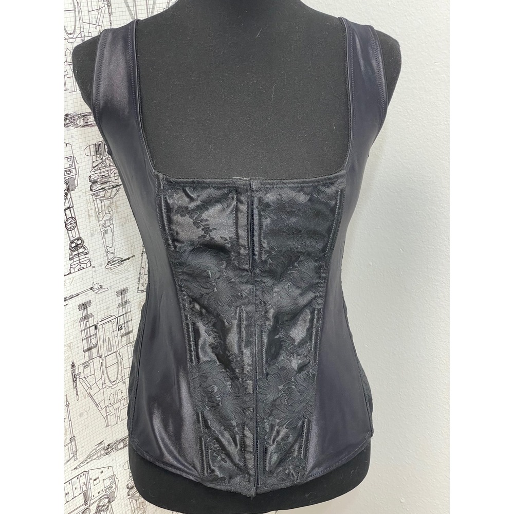 Empire Intimates Corset Top Vintage Black Floral Brocade Lace Up 52 Style 6909X
